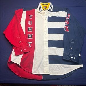 Tommy Hilfiger Red, White, and Blue Logo Shirt USA Vintage